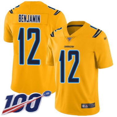 Los Angeles Chargers NFL Football Travis Benjamin Gold Jersey Men Limited #12 100th Season Inverted Legend->los angeles chargers->NFL Jersey